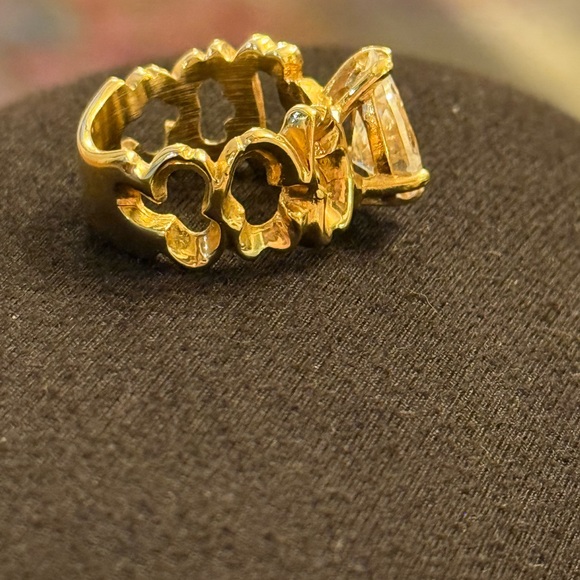 18K HGE Gold and Silver Teardrop Ring size 9 - Picture 5 of 11